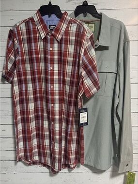NWT Bundle - Men's XL Shirts: Lands' End Plaid & Lake & Trail Technical Shirt